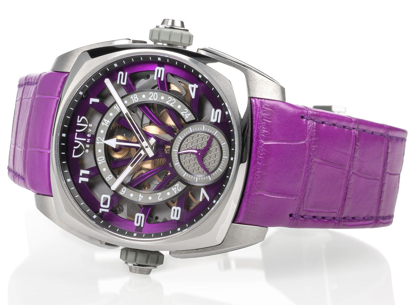 Cyrus Klepcys GMT Titanium Royal Purple Alligator Watch 539.507.TTA.D Image 3