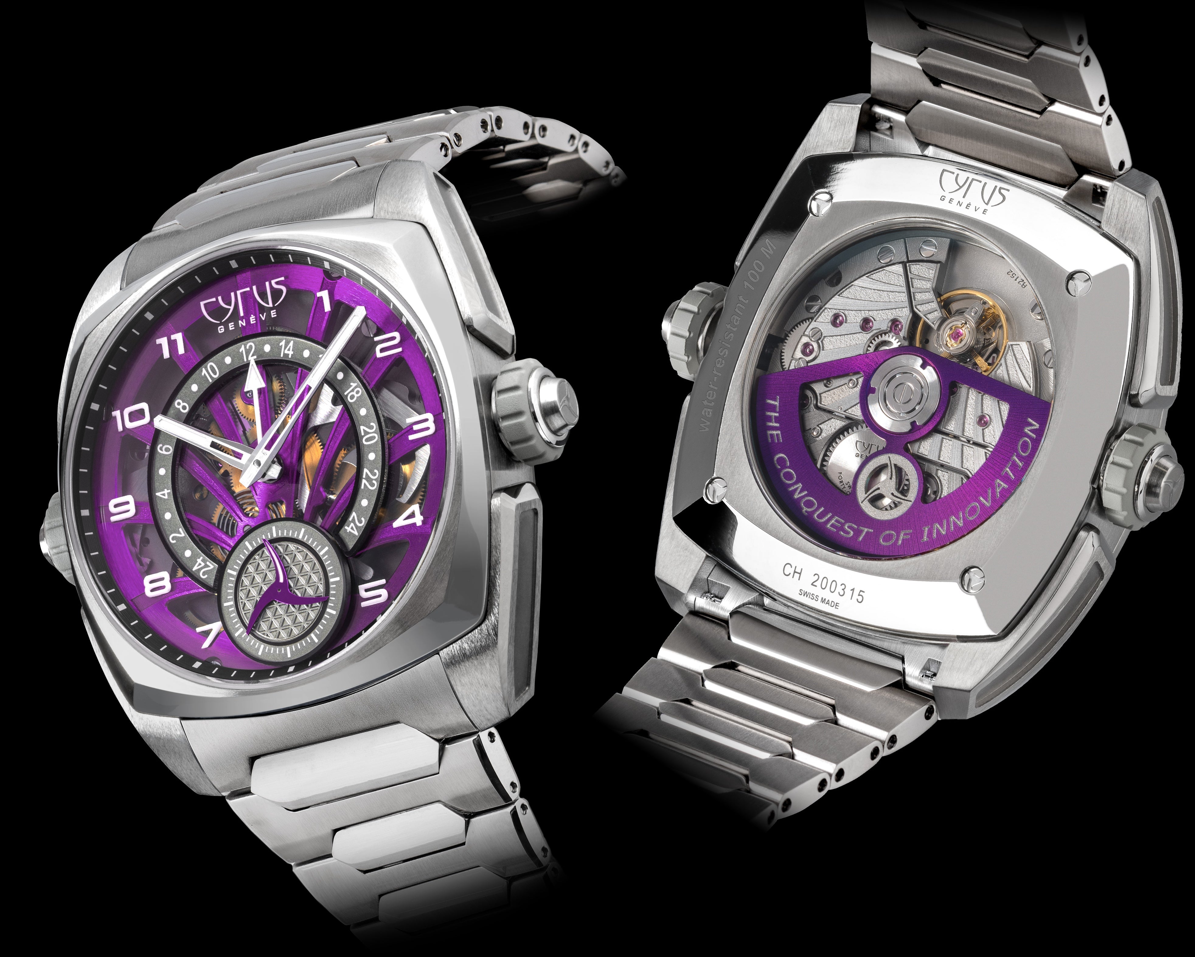 Cyrus Klepcys GMT Titanium Royal Purple Bracelet Watch 539.507.TTM.D Image 3