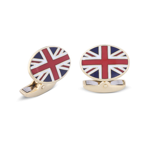 Deakin & Francis Cufflinks 18ct Yellow Gold Enamel Union Jack L0732F0001 Image 1