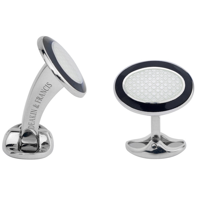 Deakin & Francis Cufflinks Black And White Enamel L0765S2216 Image 1