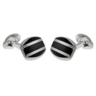 Deakin & Francis Cufflinks Sterling Silver Barrel Striped Onyx Inlay C0167X0004 Image 1
