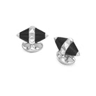 Deakin & Francis Cufflinks Sterling Silver Black Enamel Pyramid Detail C1723S22 Image 1