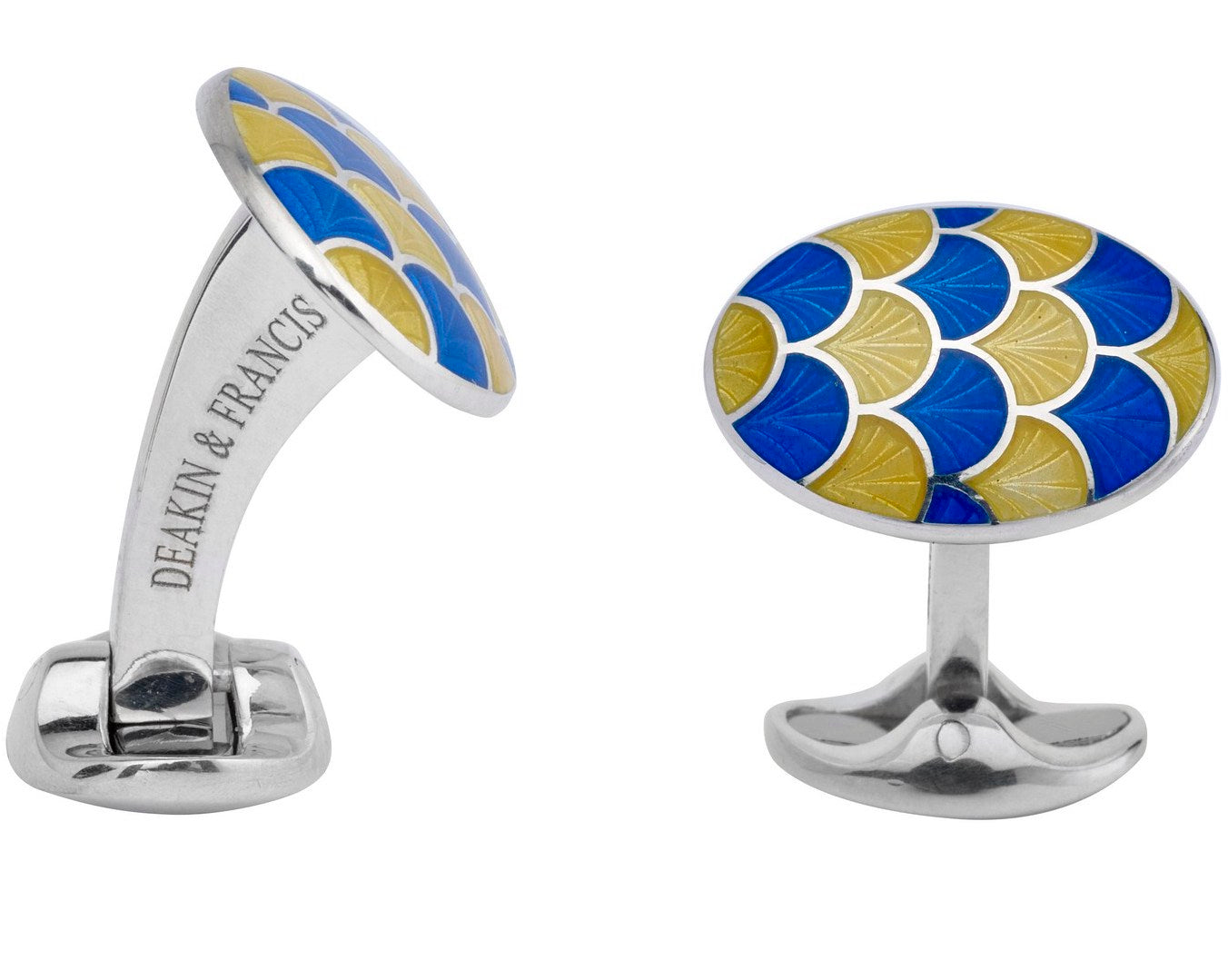Deakin & Francis Cufflinks Sterling Silver Bright Yellow Royal Blue Enamel L0683S1002 Image 1
