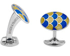 Deakin & Francis Cufflinks Sterling Silver Bright Yellow Royal Blue Enamel L0683S1002 Image 1