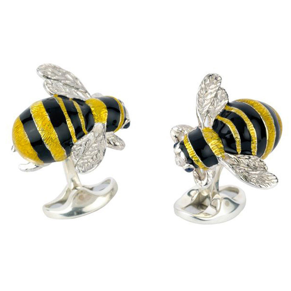 Deakin & Francis Cufflinks Sterling Silver Bumble Bee With Sapphire Eyes C1567S0001 Image 1
