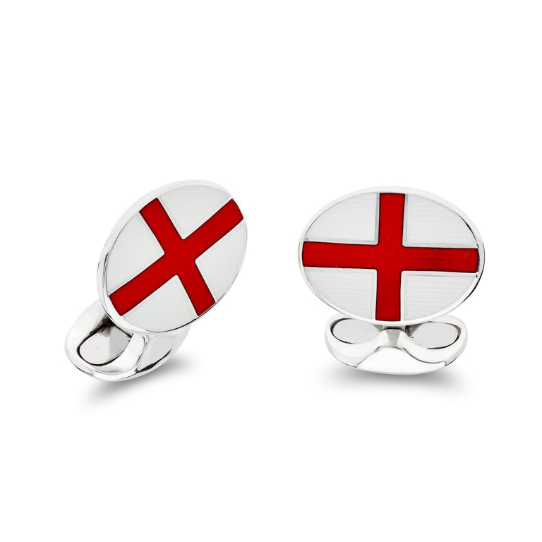Deakin & Francis Cufflinks Sterling Silver Enamel English Flag C0330S0001 Image 1