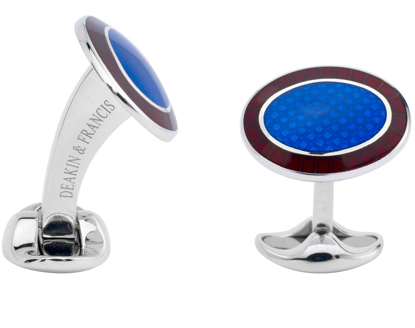 Deakin & Francis Cufflinks Sterling Silver Maroon Red Royal Blue Enamel L0765S0802 Image 1