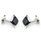 Deakin & Francis Cufflinks Sterling Silver Oblong Onyx Inlay C0146X0004 Image 1
