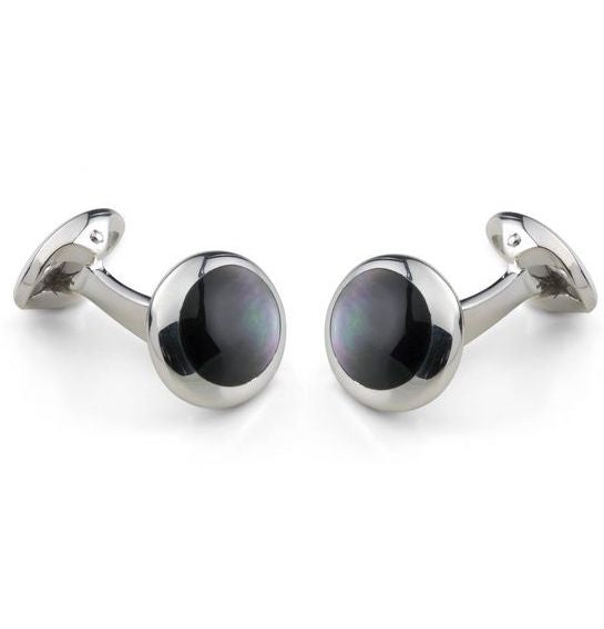 Deakin & Francis Cufflinks Sterling Silver Oval Grey Mother of Pearl C0166X0002 Image 1