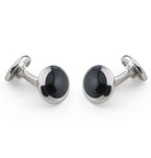 Deakin & Francis Cufflinks Sterling Silver Oval Handcut Onyx Inlay C0166X0004 Image 1