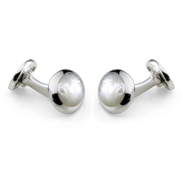 Deakin & Francis Cufflinks Sterling Silver Oval White Mother of Pearl C0166X0003 Image 1