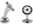 Deakin & Francis Cufflinks Sterling Silver Round Black Clear Enamel L0790S221622 Image 1