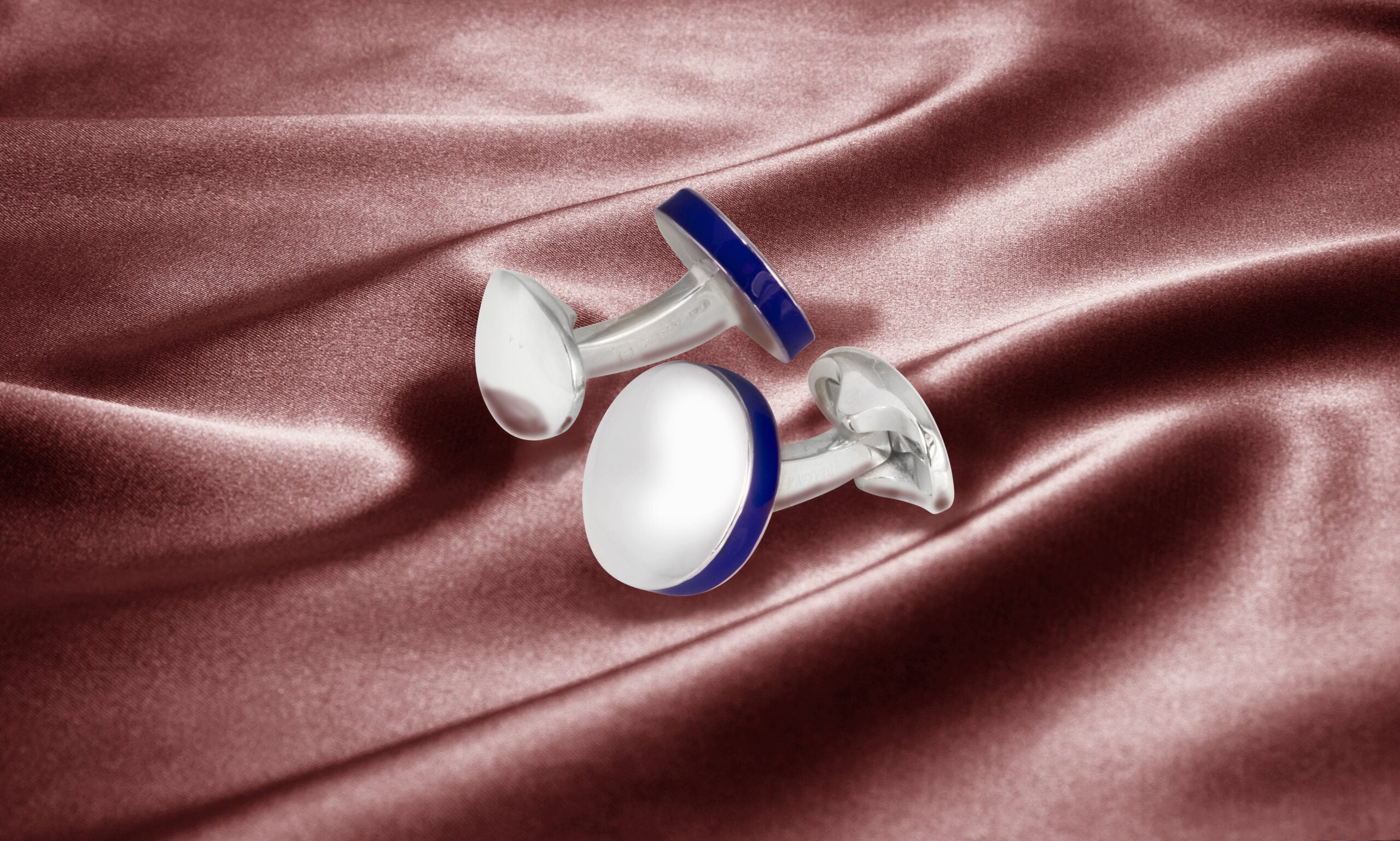Deakin & Francis Cufflinks Sterling Silver Round Deep Blue Edge C1880S01 Image 3