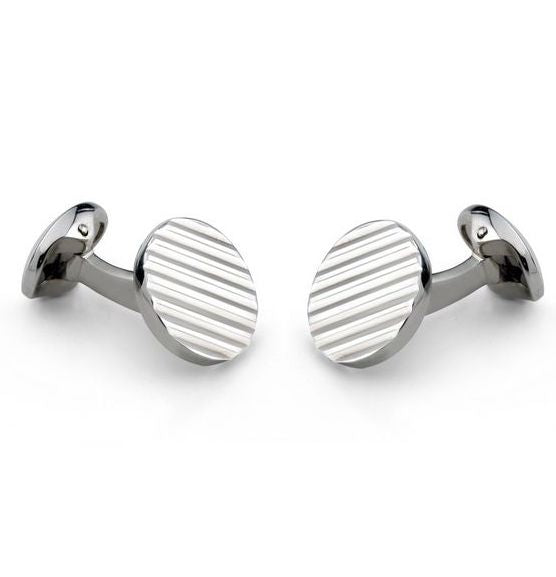 Deakin & Francis Cufflinks Sterling Silver Round Engine Turned Pattern C0792X0001 Image 1