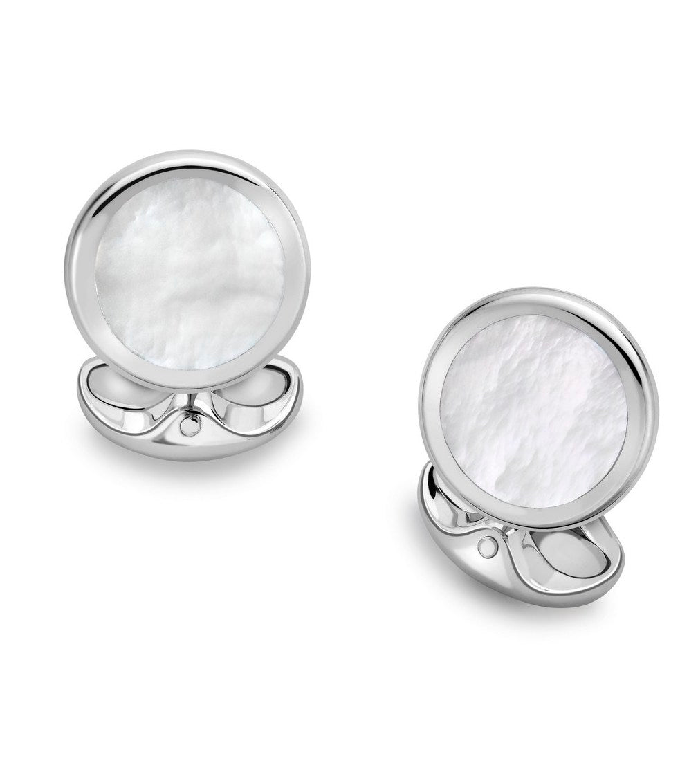 Deakin & Francis Cufflinks Sterling Silver Round Mother of Pearl L0613X0002 Image 1
