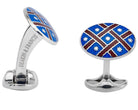 Deakin & Francis Cufflinks Sterling Silver Royal Blue Maroon Red Fancy Pattern Enamel L0667S0208 Image 1