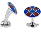 Deakin & Francis Cufflinks Sterling Silver Royal Blue Maroon Red Patterened Enamel C0213S0208 Image 1