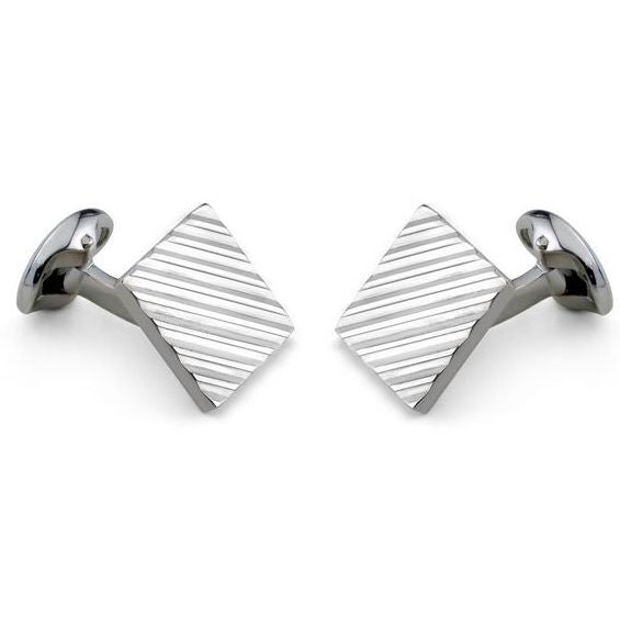 Deakin & Francis Cufflinks Sterling Silver Square Engine Turned C0791X0001 Image 1