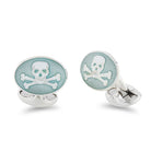 Deakin & Francis Cufflinks Sterling Silver Turquoise Enamel Skull And Cross Bones C1250S5023 Image 1