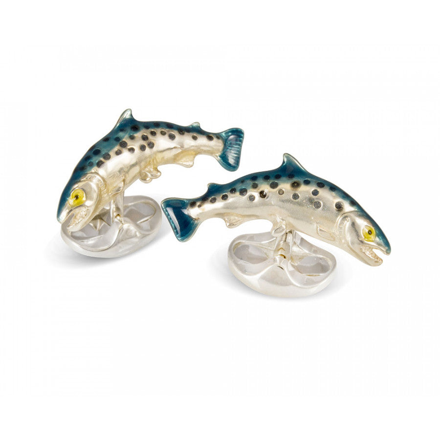 Deakin & Francis Sterling Silver Salmon Cufflinks C1868S055011 Image 1