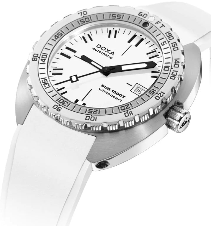 Doxa SUB 1500T Whitepearl Rubber Watch 883.10.011.23 Image 2