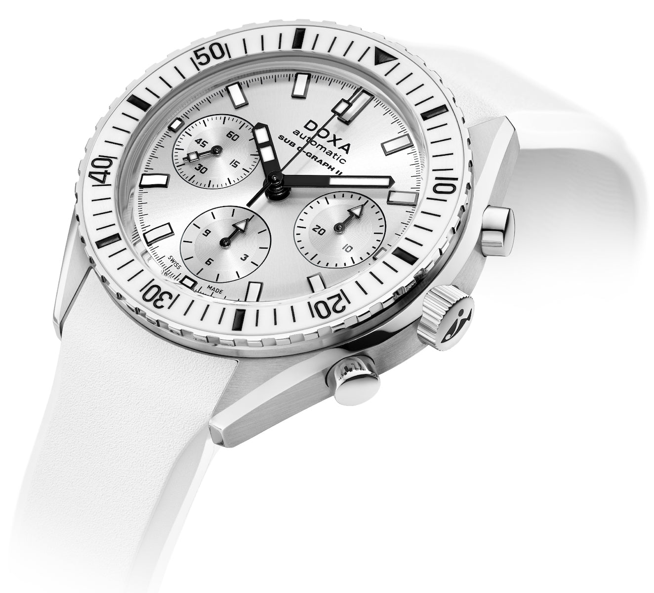 Doxa Sub 200 C-Graph II Whitepearl Rubber Watch 797.10.011W.23 Image 2