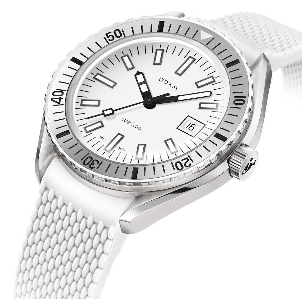 Doxa Sub 200 Whitepearl White Rubber Watch 796.10.011.23 Image 2
