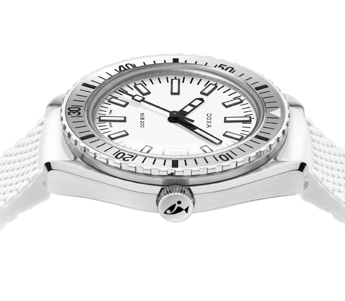 Doxa Sub 200 Whitepearl White Rubber Watch 796.10.011.23 Image 3
