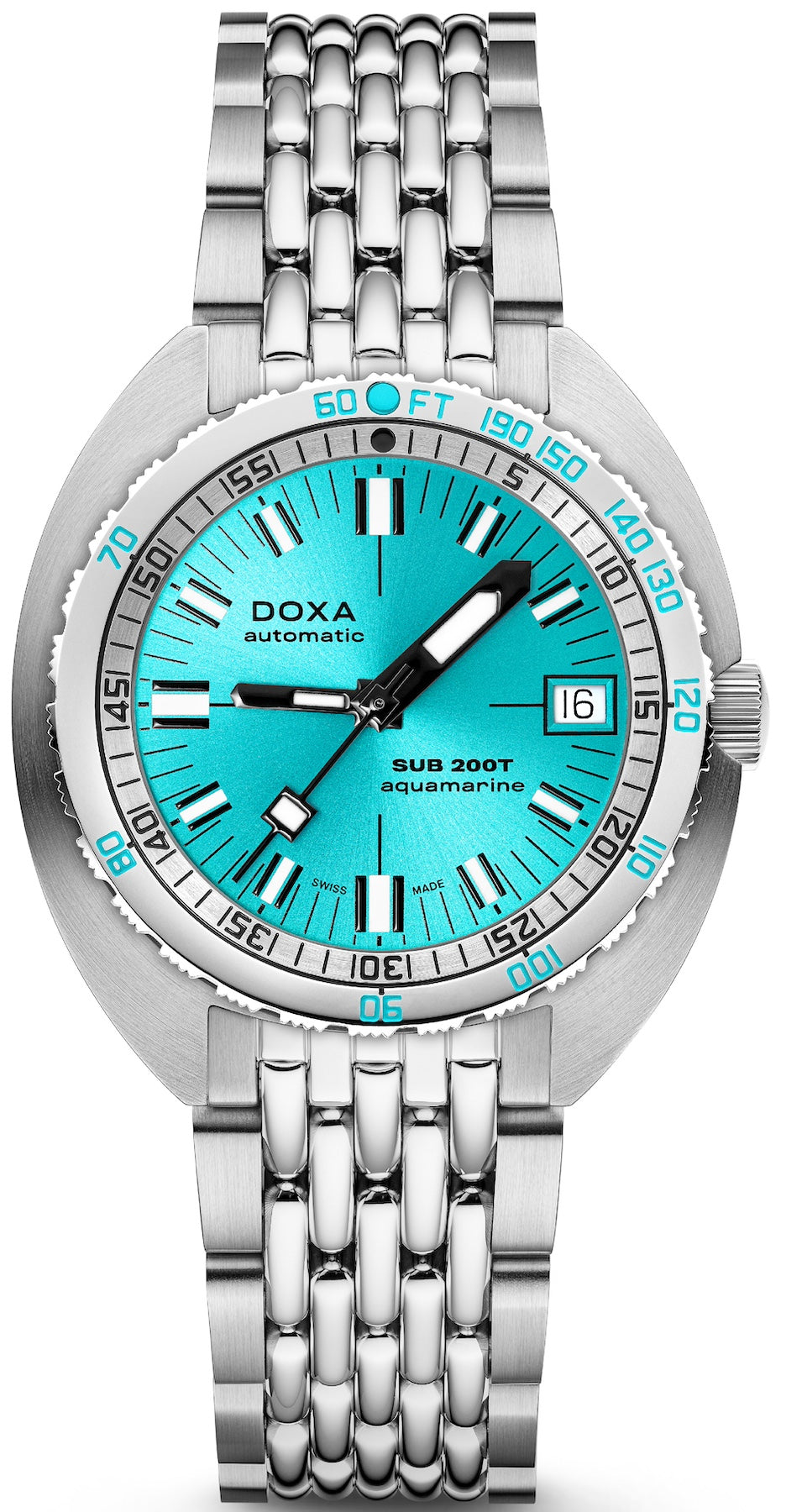 Doxa SUB 200T Aquamarine Sunray Bracelet Watch 804.10.241S.10 Image 1