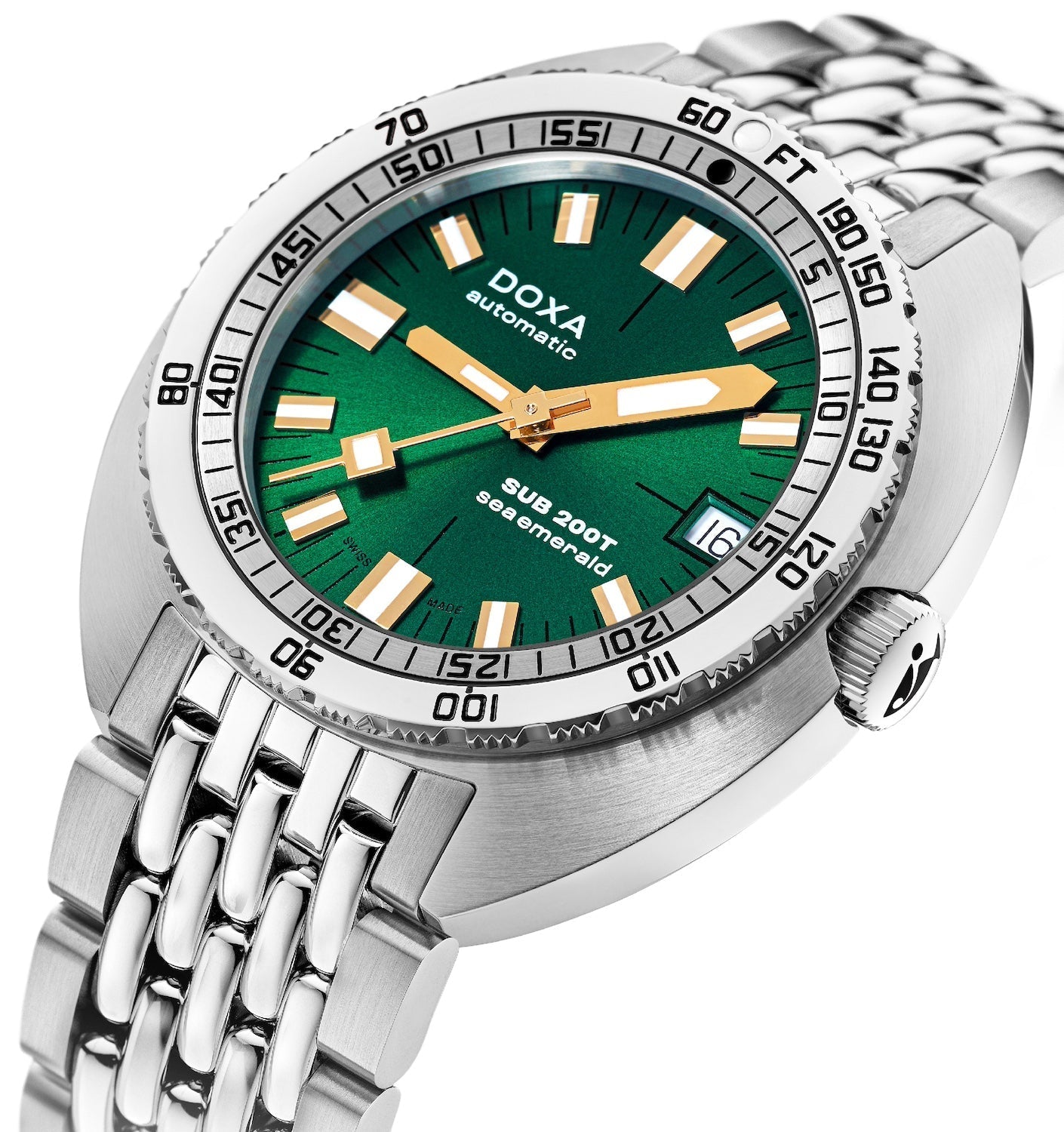 Doxa SUB 200T Sea Emerald Sunray Bracelet Watch 804.10.131S.10 Image 2