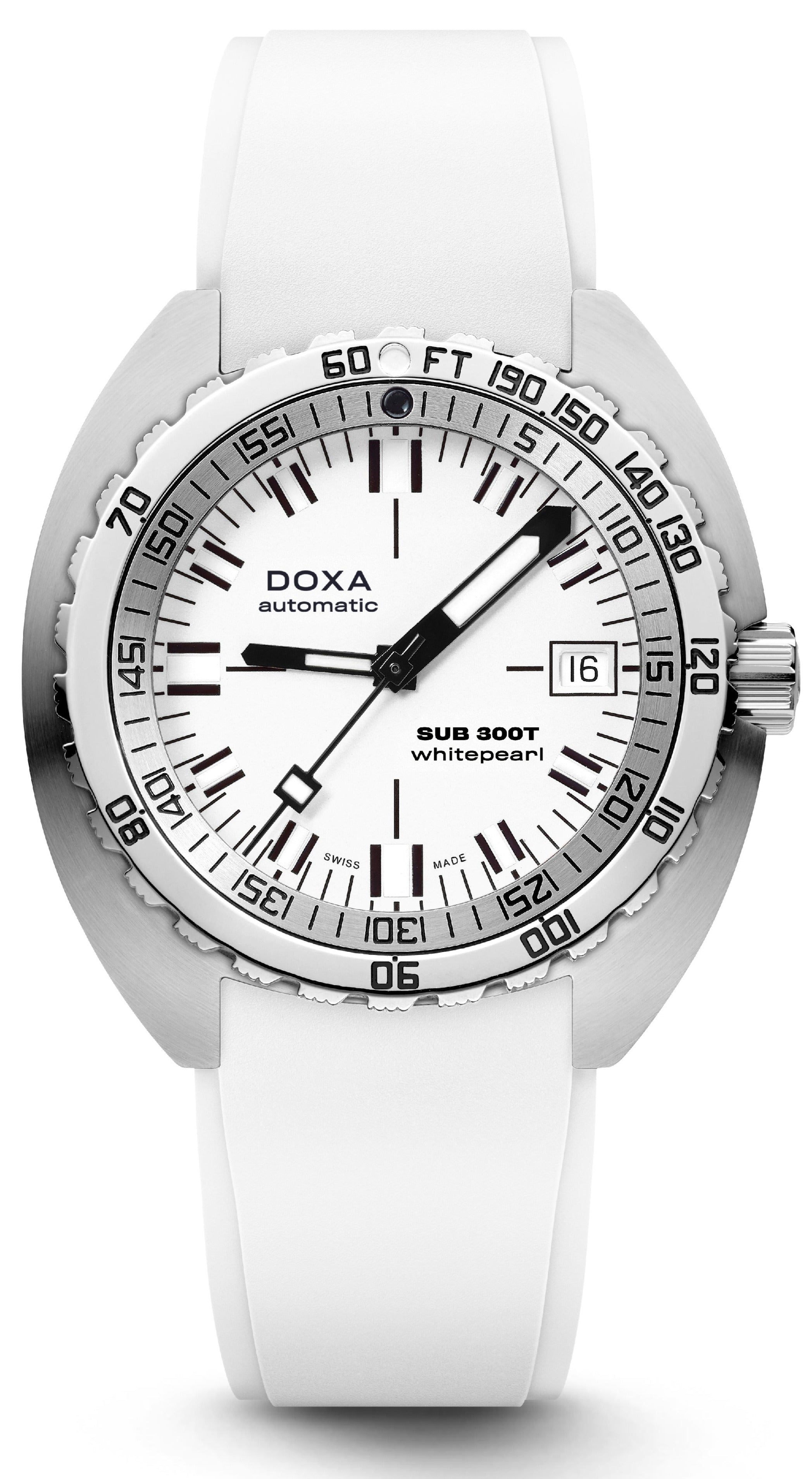 Doxa SUB 300T Whitepearl Rubber Watch 840.10.011.23 Image 1