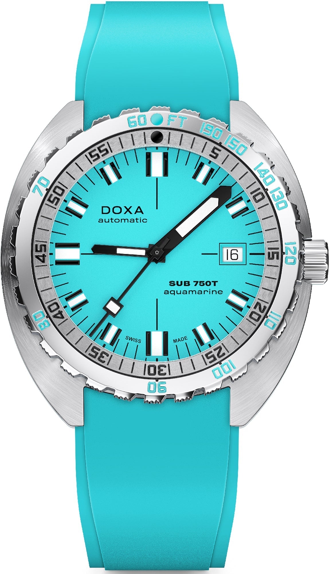 Doxa Sub 750T Aquamarine Turquoise Rubber Watch 825.10.241.25 Image 1