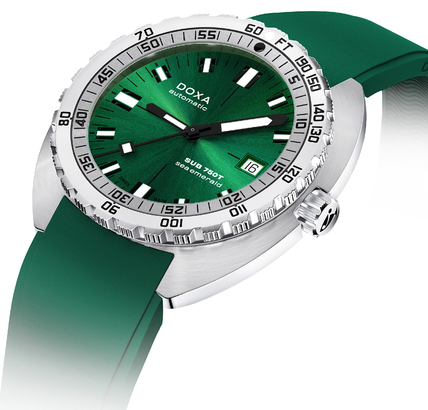 Doxa Sub 750T Sea Emerald Green Rubber Watch 825.10.131.26 Image 2