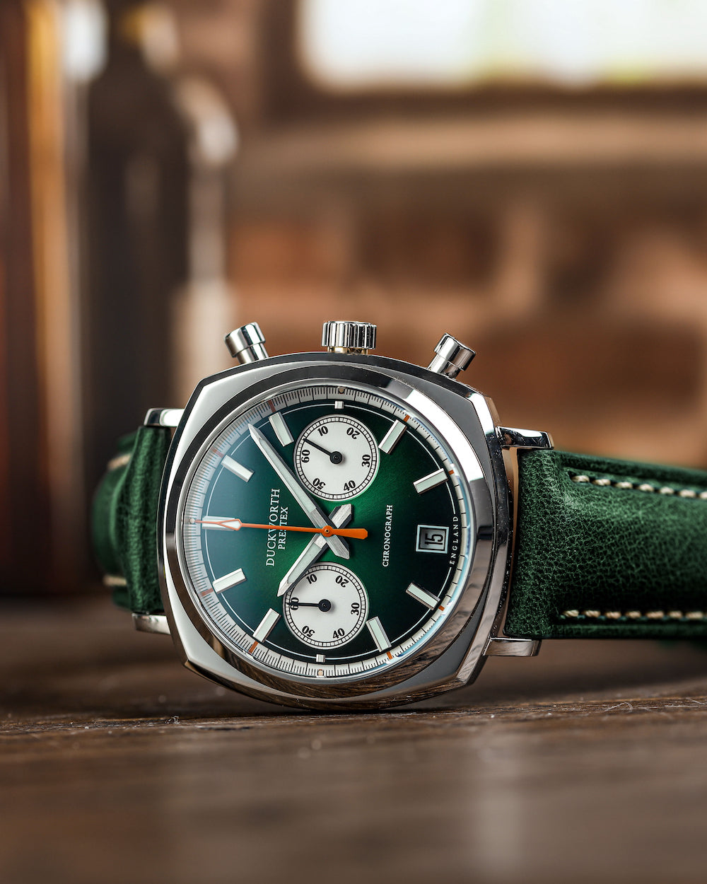 Duckworth Prestex 42 Green Sunburst Olive Green Leather Watch D550-04-C Image 5