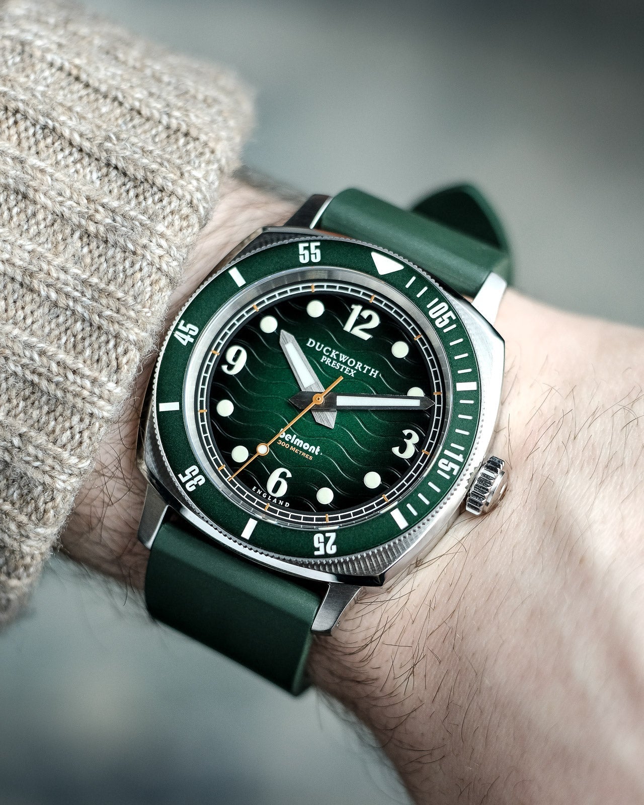 Duckworth Prestex Belmont Dive Green Green Rubber Watch D328-03-ER Image 6