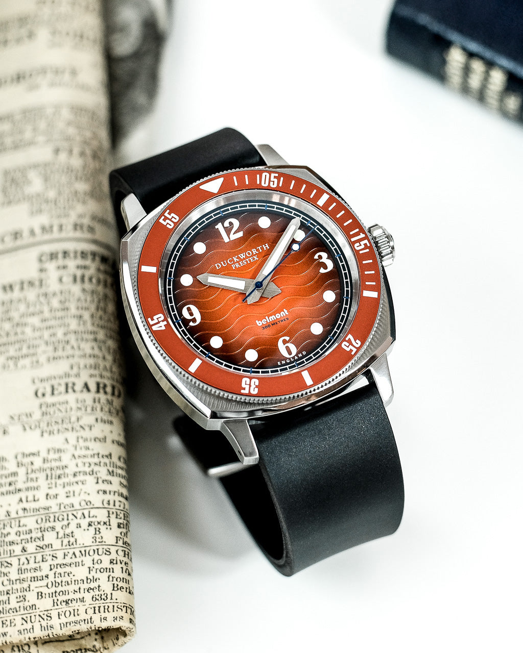 Duckworth Prestex Belmont Dive Orange Black Rubber Watch D328-05-AR Image 3