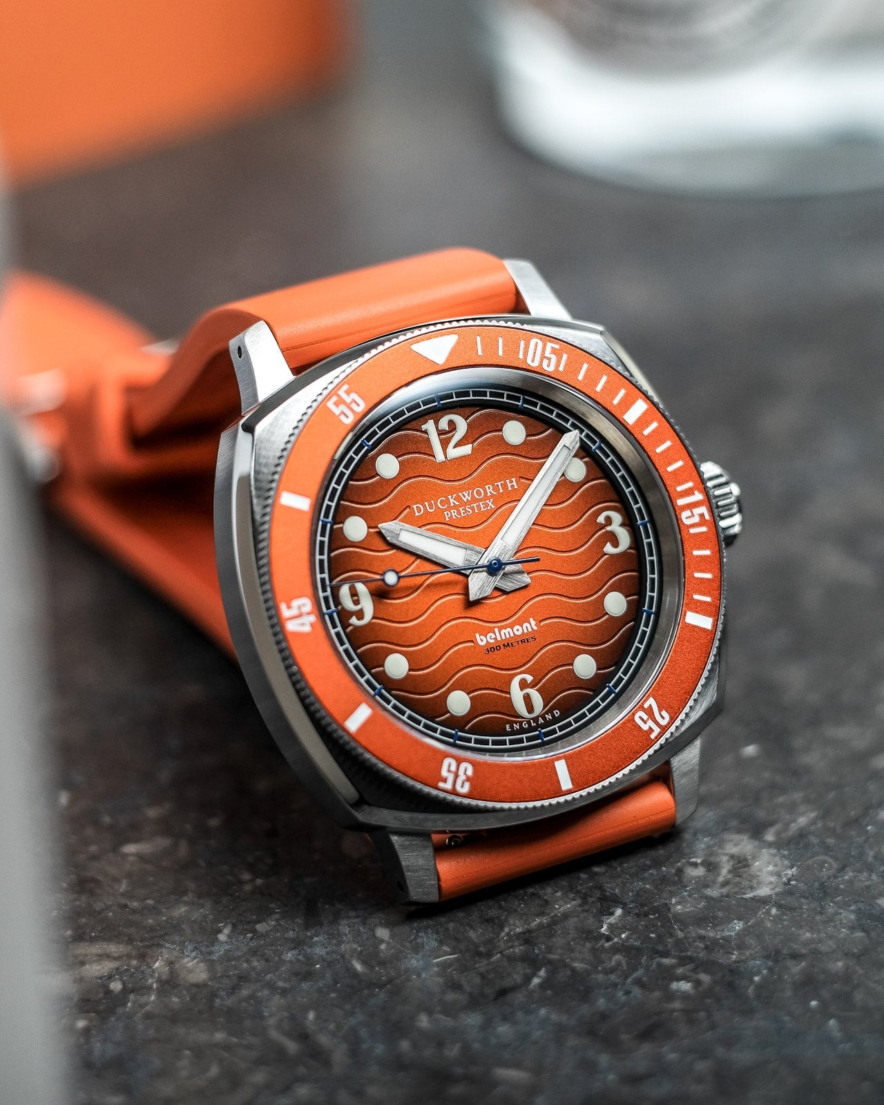 Duckworth Prestex Belmont Dive Orange Orange Rubber Watch D328-05-OR Image 4