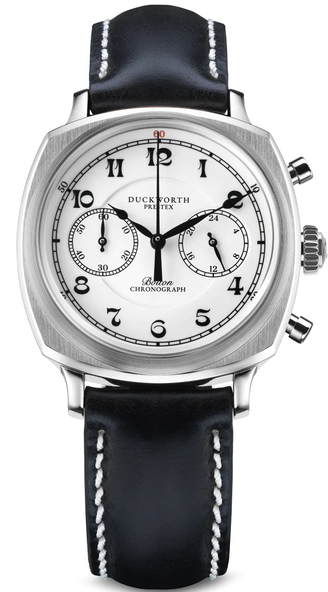 Duckworth Prestex Bolton Chronograph White Black Leather Watch D531-02-A Image 1