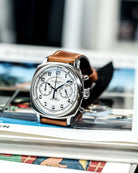 Duckworth Prestex Bolton Chronograph White Brown Leather Watch D531-02-B Image 4