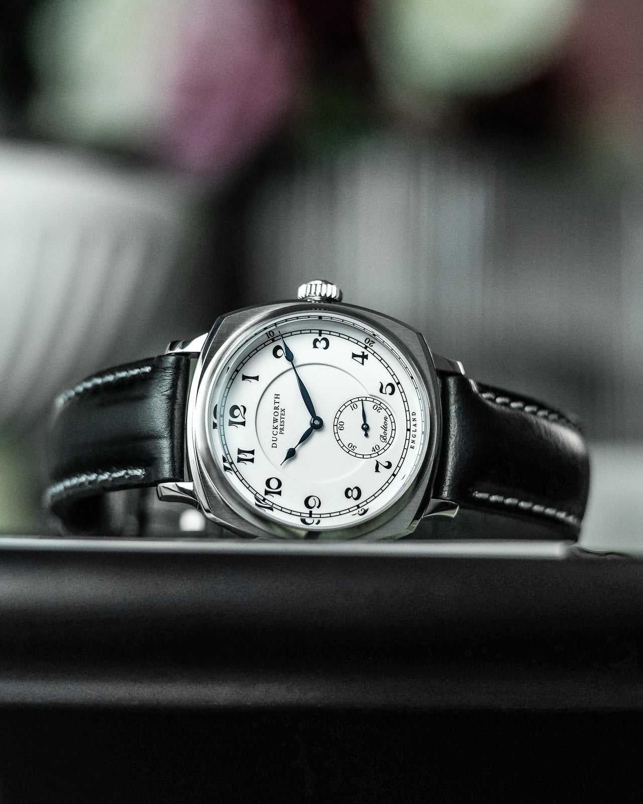 Duckworth Prestex Bolton Small Seconds White Black Leather Watch D667-02-A Image 2
