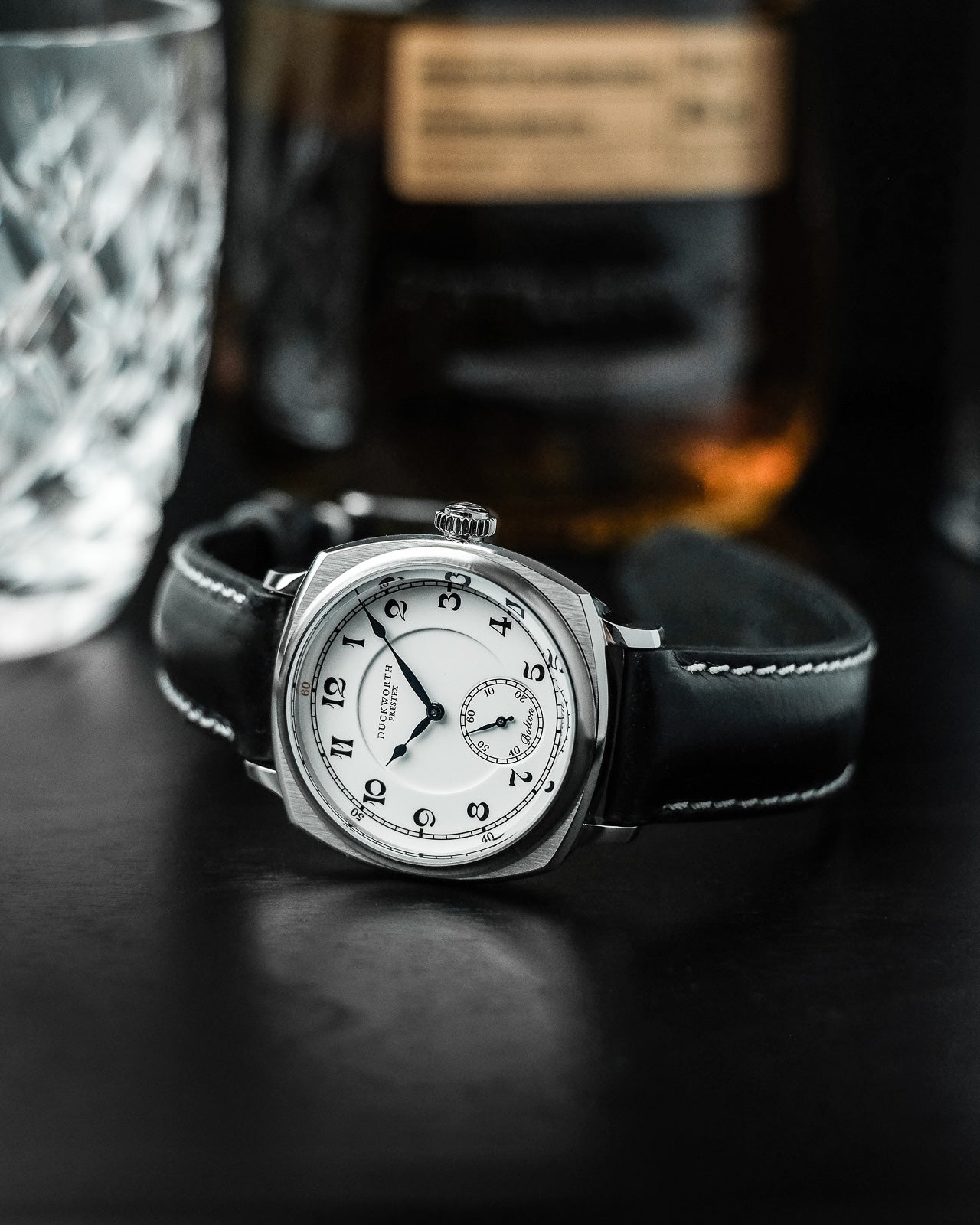 Duckworth Prestex Bolton Small Seconds White Black Leather Watch D667-02-A Image 3