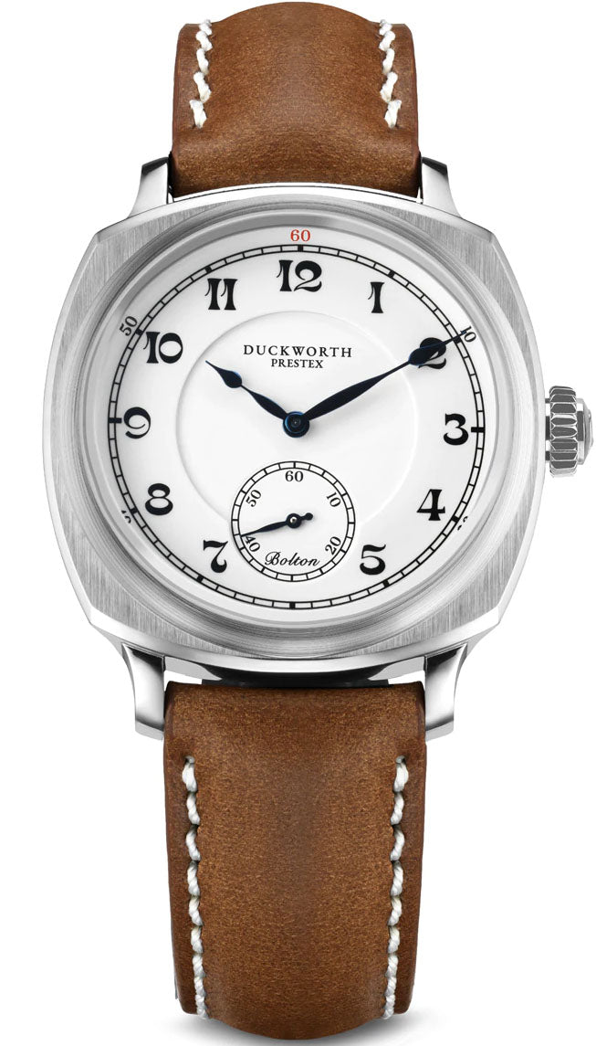 Duckworth Prestex Bolton Small Seconds White Brown Leather Watch D667-02-B Image 1