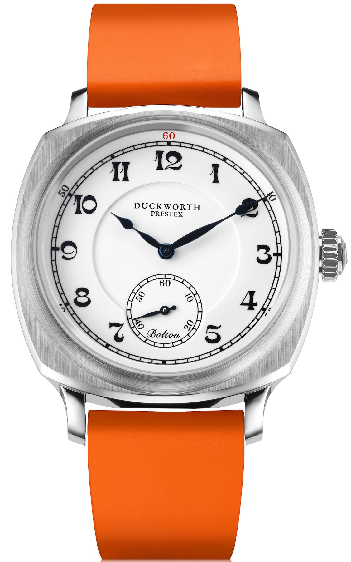 Duckworth Prestex Bolton Small Seconds White Orange rubber Watch D667-02-OR Image 1