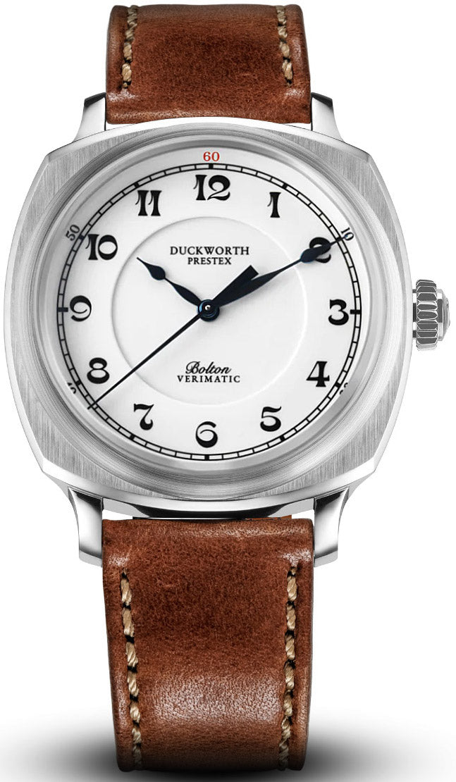 Duckworth Prestex Bolton Verimatic White Brown Leather Watch D703-02-B Image 1
