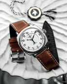 Duckworth Prestex Bolton Verimatic White Brown Leather Watch D703-02-B Image 3