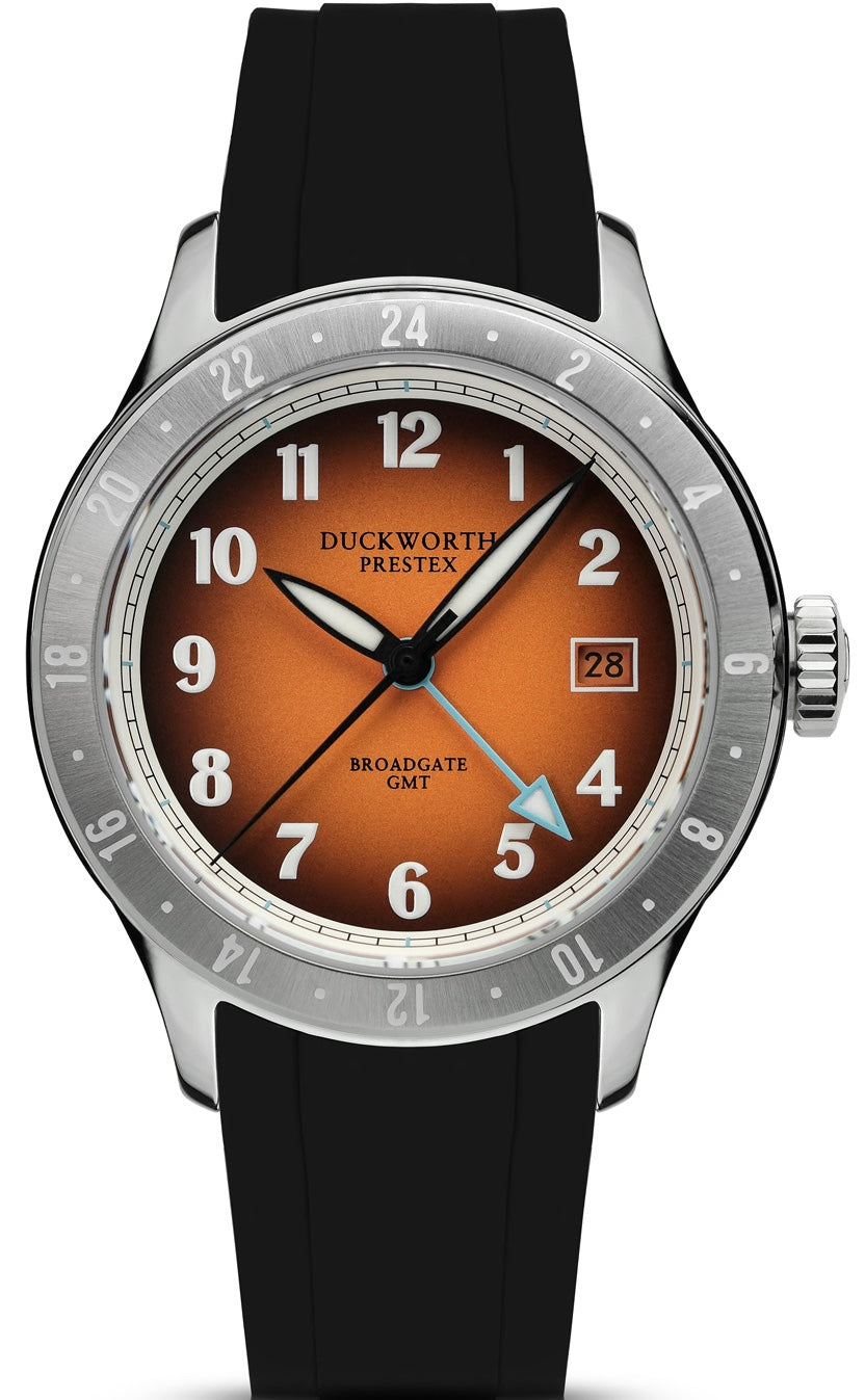 Duckworth Prestex Broadgate GMT Orange Black Rubber Watch D760-05-AR Image 1