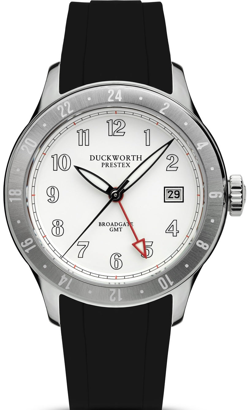 Duckworth Prestex Broadgate GMT White Black Rubber Watch D760-02-AR Image 1