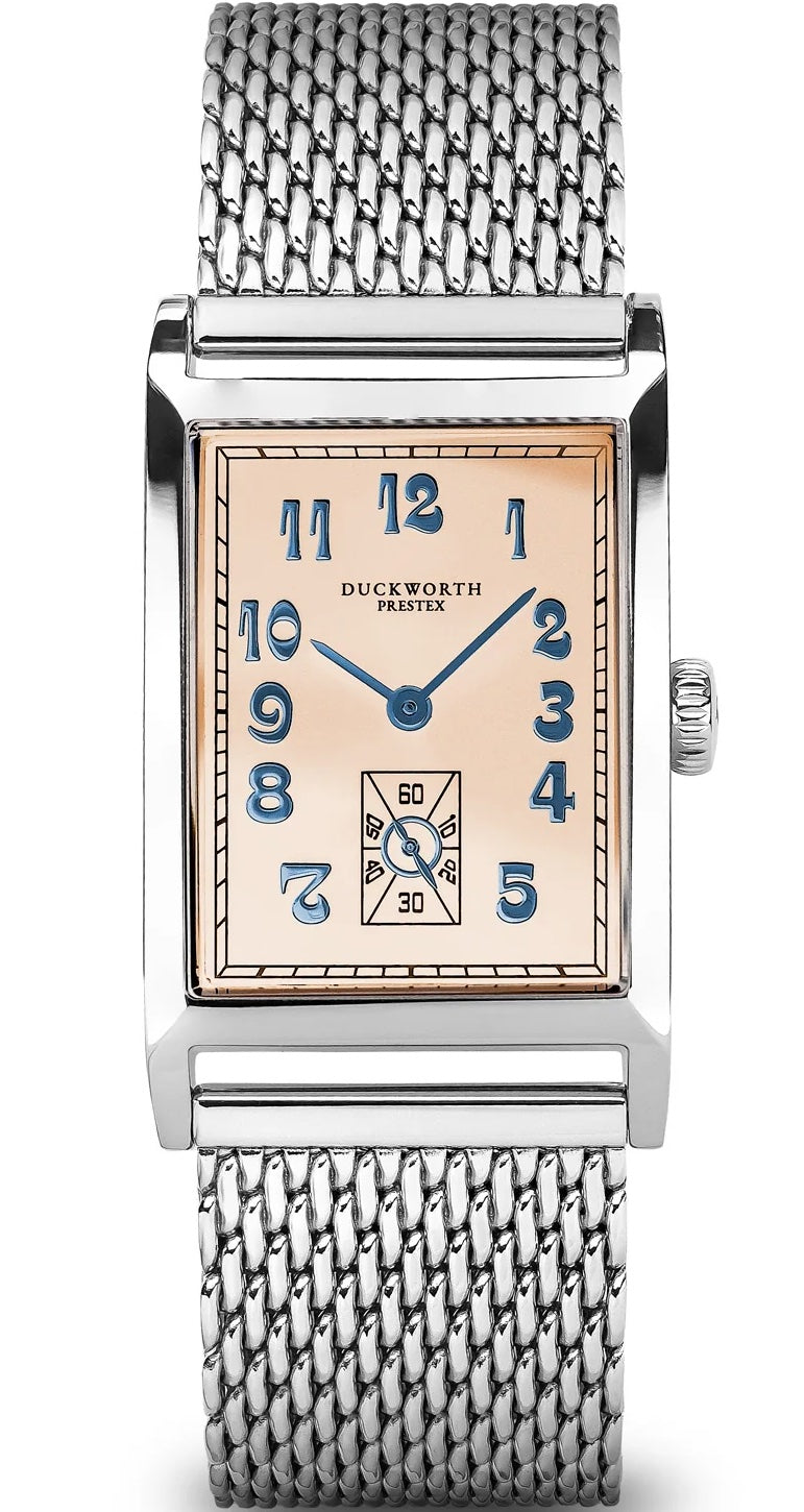 Duckworth Prestex Centenary Salmon Pink Mesh Bracelet Watch D803-07-ST Image 1