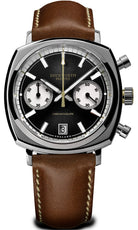Duckworth Prestex Chronograph 42 Black Sunburst Tan Leather Watch D550-01-B Image 1