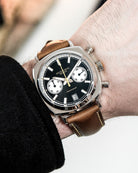 Duckworth Prestex Chronograph 42 Black Sunburst Tan Leather Watch D550-01-B Image 4